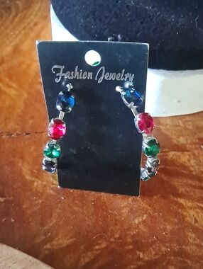 Fashion Jewelry Rainbow Crystal Hoop Earrings